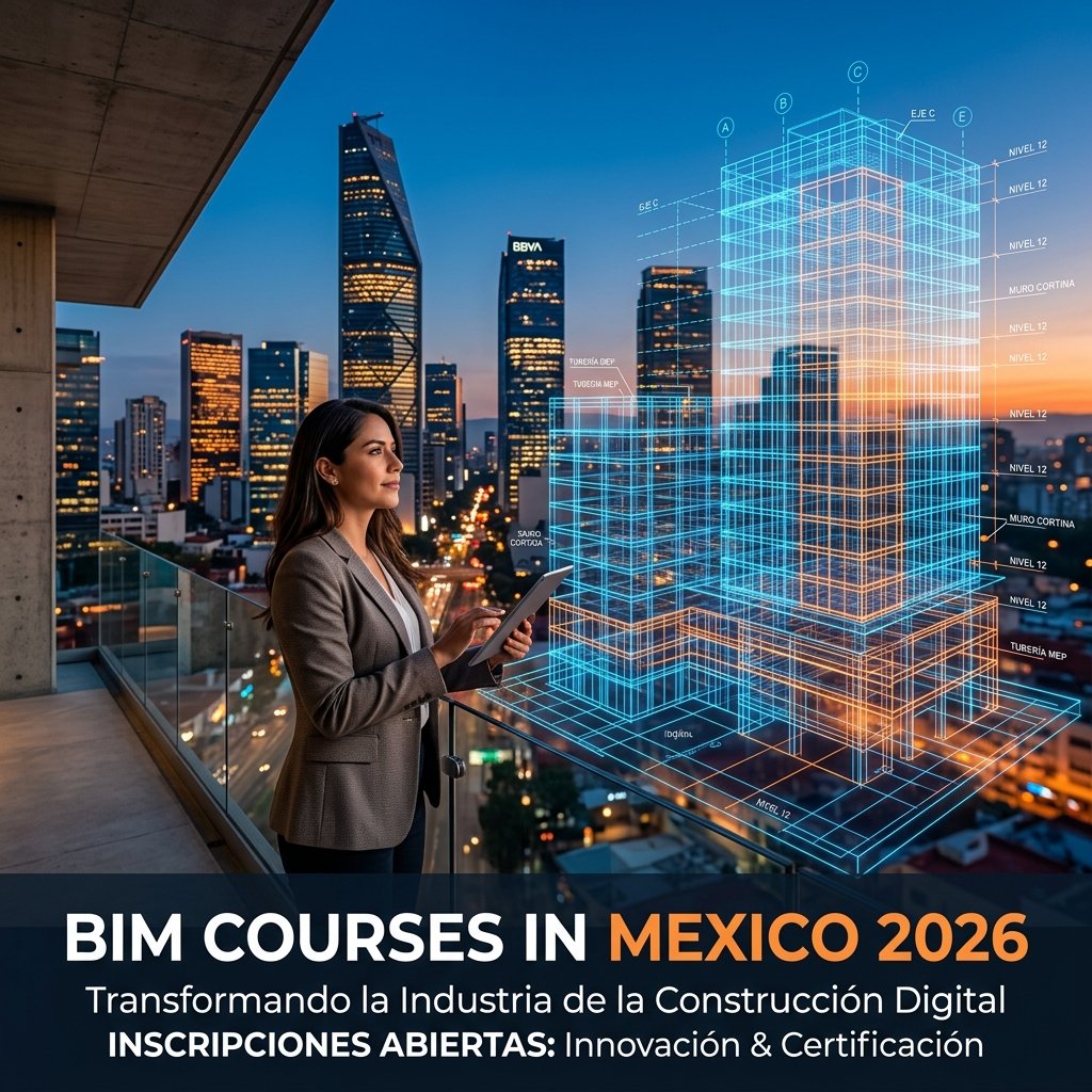 Cursos BIM en México 2026: Completa Guía para Arquitectos e Ingenieros 2 Skyline de Ciudad de México con modelo BIM digital superpuesto